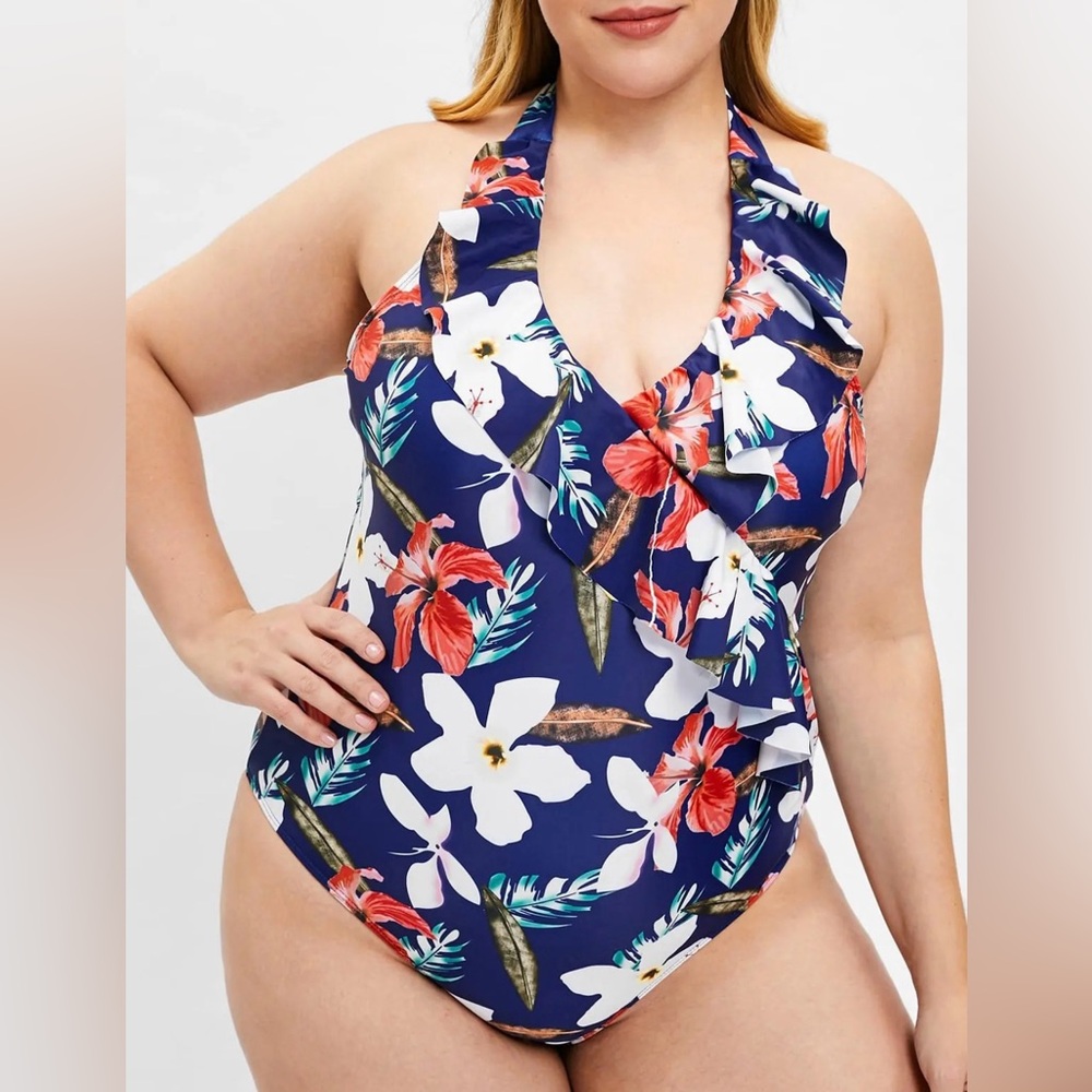 NWOT Halter Neck Floral Print Swimsuit